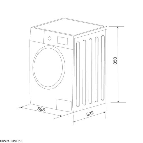 Kích thước máy giặt quần áo Malloca MWM-C1903E