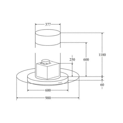 Kích thước máy hút đảo Lorca TA-6009