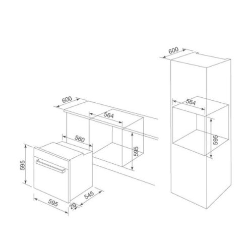 Kích thước của Lò nướng kết hợp vi sóng Malloca MOV-72 CB