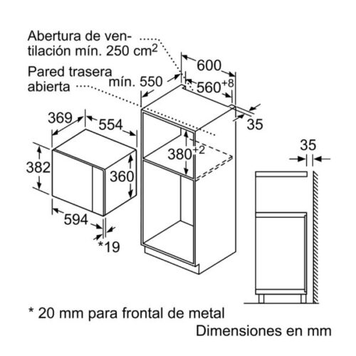 Kích thước của Lò vi sóng âm tủ Bosch BEL554MB0