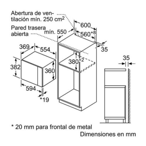 Kích thước của Lò vi sóng Bosch BEL554MBO Seri-6