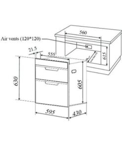 Kích thước của Máy sấy bát Malloca MDC-11E