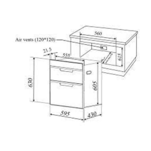 Kích thước của Máy sấy bát Malloca MDC-21C