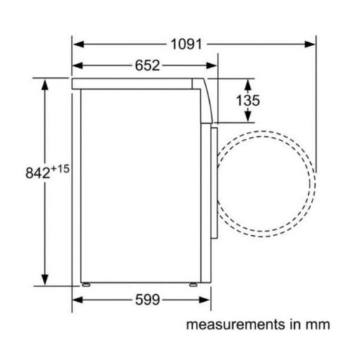 Kích thước của Máy sấy quần áo Bosch WTW85561BY