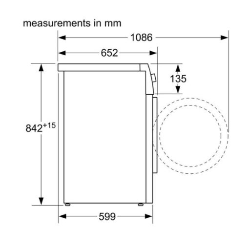 Kích thước của Máy sấy quần áo Bosch WTW876H8SG
