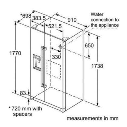 Tủ lạnh Side By Side Bosch KAI90VI20 6 Kích thước của Tủ lạnh Side By Side Bosch KAI90VI20