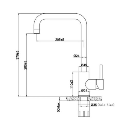 Kích thước của Vòi rửa chén bát Eurogold EUF015M