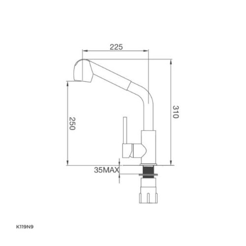 Kích thước của Vòi rửa chén bát Malloca K119N9