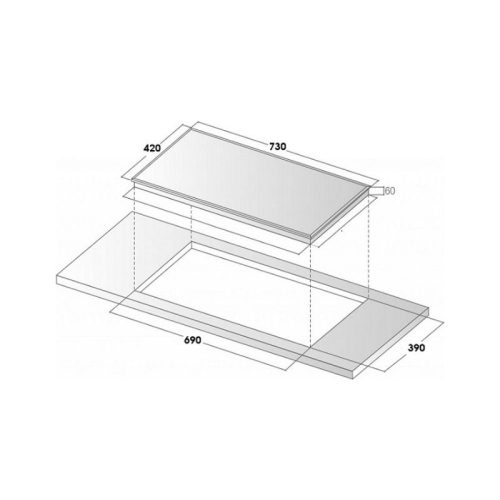 Kích thước bếp từ 2 vùng nấu Sevilla SV-MR90