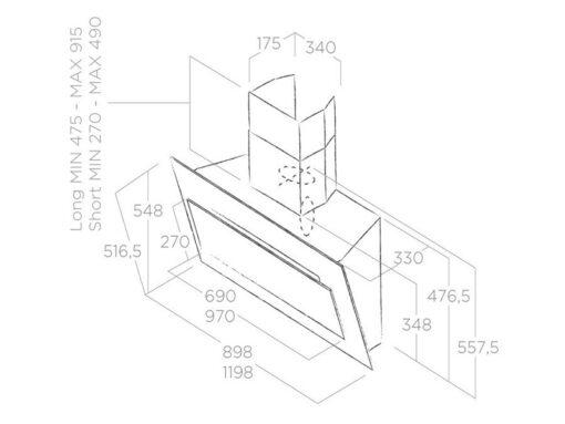 Máy hút mùi Elica VERTIGO WH/F/90 - Ảnh 3