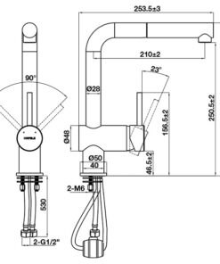 Kích thước Vòi rửa bát Hafele HT21-GH1P254 577.55.290 màu kem
