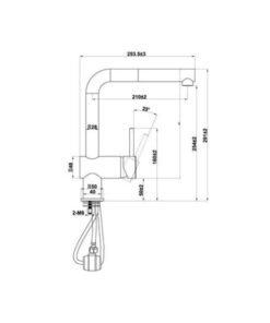 kích thước của vòi rửa bát Hafele HT21-GH1P254 577.55.390 màu đen