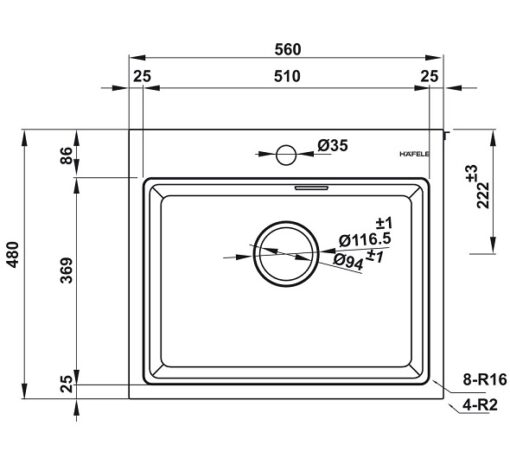 Chậu đá Hafele HS22-GEN1S60M 577.25.320 - Ảnh 2