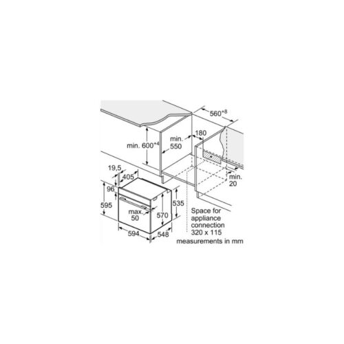 Kích thước của Lò nướng Bosch HBA5360B0K