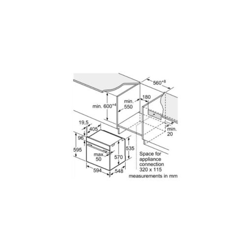 Kích thước của Lò nướng Bosch HBA5360B0K