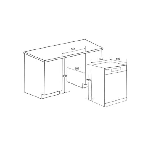 Kích thước máy rửa bát Spelier SP 775 DW-B