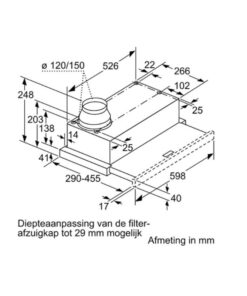 Kích thước máy hút mùi âm tủ Siemens LI64MB521