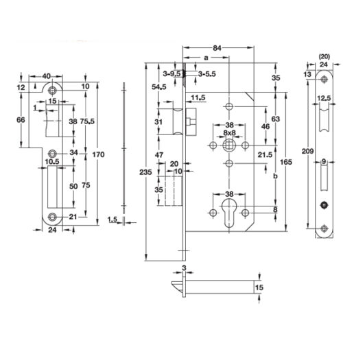 Thiết kế của Thân Khóa Lưỡi Gà Chốt Chết Hafele 911.02.154