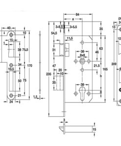 Thiết kế của Thân Khóa Lưỡi Gà Chốt Chết C/C 72mm Hafele 911.02.168