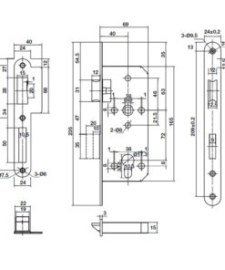 Thiết kế của Thân khóa lưỡi gà chốt chết Hafele 911.03.514