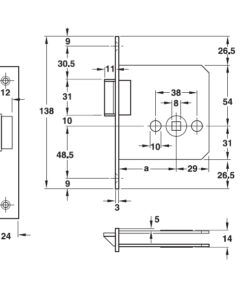 Thiết kế của Thân Khóa Lưỡi Gà Hafele 911.23.370