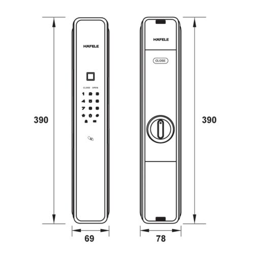 Thiết kế của Khóa điện tử Hafele PP9000 912.05.693