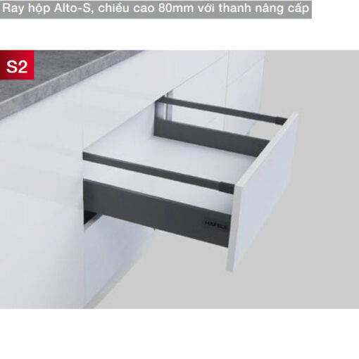 Ray hộp Alto-S chiều cao 80mm với thanh vuông Hafele 552.55.318