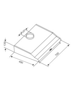 Kích thước máy hút khử mùi Canzy CZ 70WR