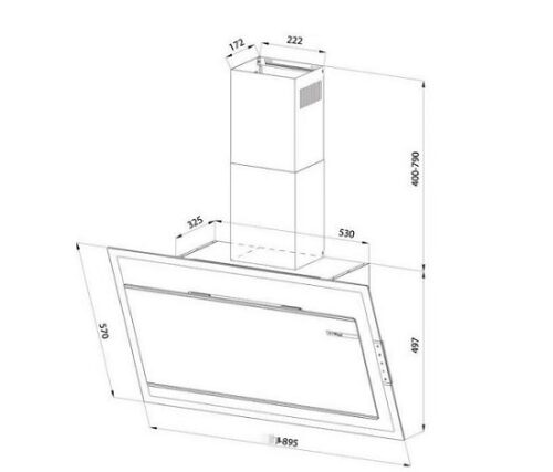 kích thước của máy hút mùi Eurosun EH-90CN78B