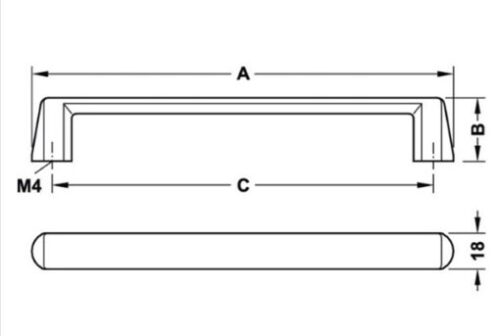 Tay nắm tủ Hafele Nicken mờ 212 x 32mm 106.69.607