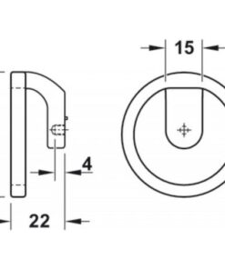 Tay nắm tủ Hafele màu xám kim loại 51mm 106.70.187