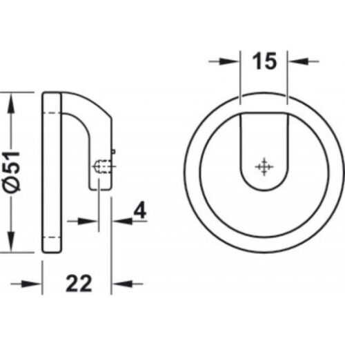 Tay nắm tủ Hafele màu xám kim loại 51mm 106.70.187