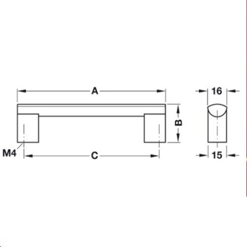 Tay nắm nhôm 140mm Hafele 110.74.922 5 Tay Nắm Nhôm 140mm Hafele 110.74.922