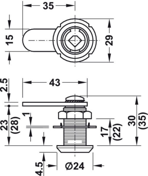 Vỏ khóa cốp SYMO 300 Hafele 235.88.621