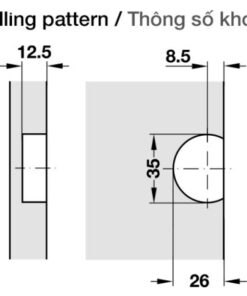 Bản lề cửa lật bằng gỗ Hafele 342.66.730