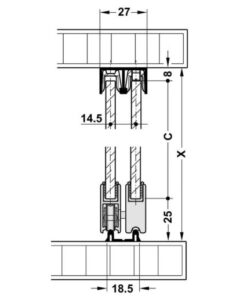 Ray đôi dẫn hướng trên 2500mm Hafele 415.10.802
