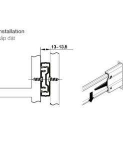 Ray bi nhấn mở 450mm Hafele 494.02.084