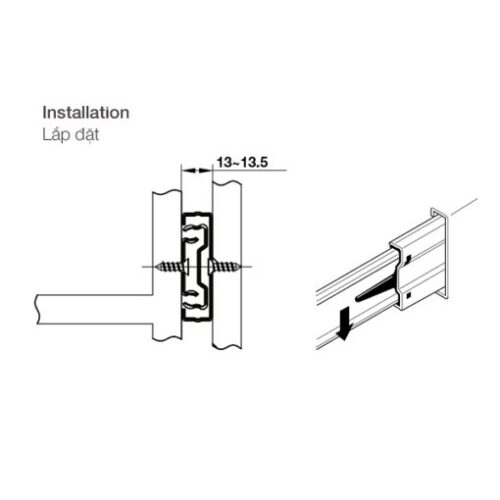 Ray bi không giảm chấn dài 400mm Hafele 494.02.453