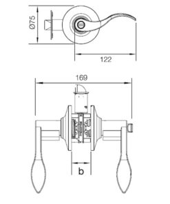 Kích thước của Bộ khóa tay nắm cửa vệ sinh Hafele 489.10.191