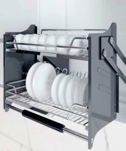 Giá bát nâng hạ 2 tầng nan Oval (Quả Trám) Inoxen EV9090