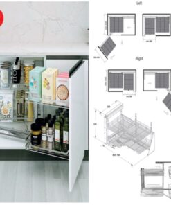 Kệ góc liên hoàn inox 304 nan dẹt Inoxen KGS304-90L-R