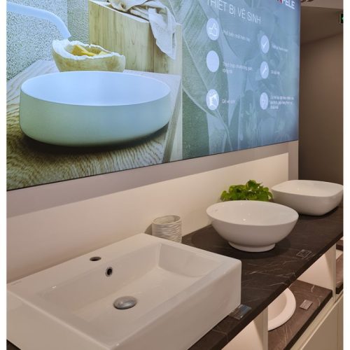 Ảnh thực tế chậu Lavabo sứ đặt bàn Sapporo 500 Hafele 588.79.032