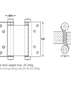 Kích thước của Bản lề bật 2 chiều Hafele 927.97.080