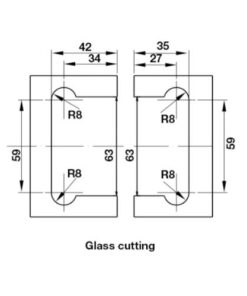 Kích thước của Bản lề kính - kính 135º màu đen Hafele 981.77.905