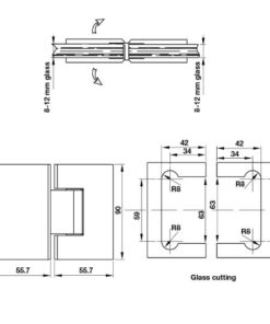 Kích thước của Bản lề kính kính 180 độ Hafele 981.77.902