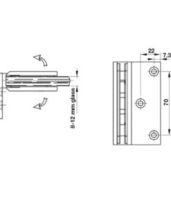 Kích thước của Bản lề kính - tường 90º màu đen Hafele 981.77.909