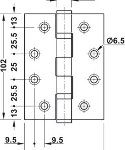 Kích thước của Bản lề lá 2 vòng bi 120Kg Hafele 926.98.069