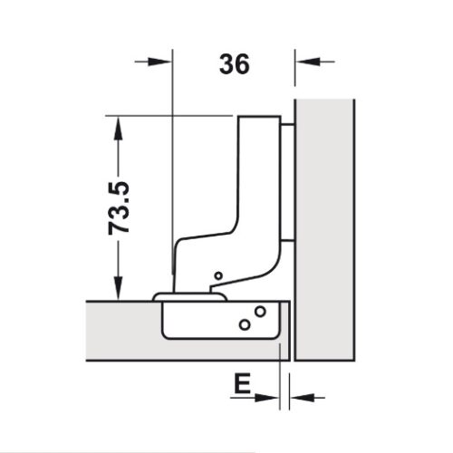 Kích thước của Bản lề Metalla SM không bật 110° lọt lòng Hafele 315.18.302