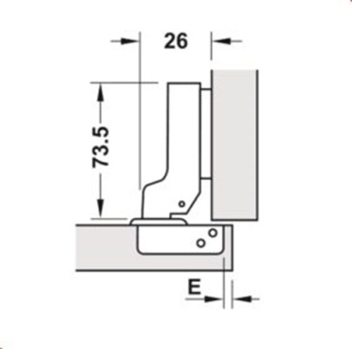 Kích thước của Bản lề Metalla SM không bật 110° trùm nửa Hafele 315.18.301