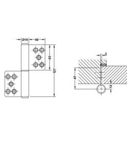 Kích thước của Bản lề nâng hạ 80Kg Hafele 926.13.903